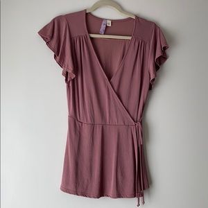 Francesca’s mauve faux wrap blouse